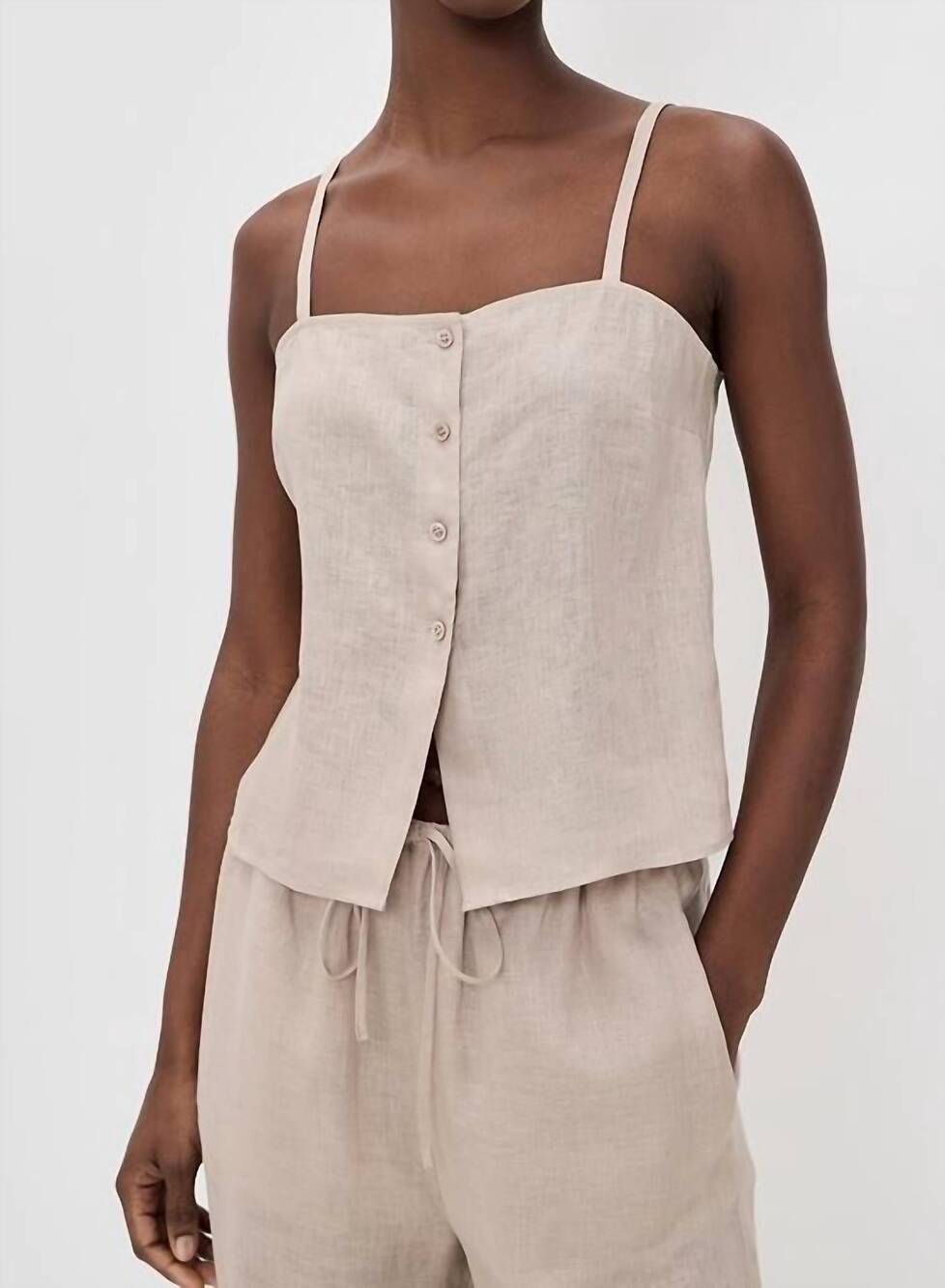 NEW FRAME linen button camisole in flax